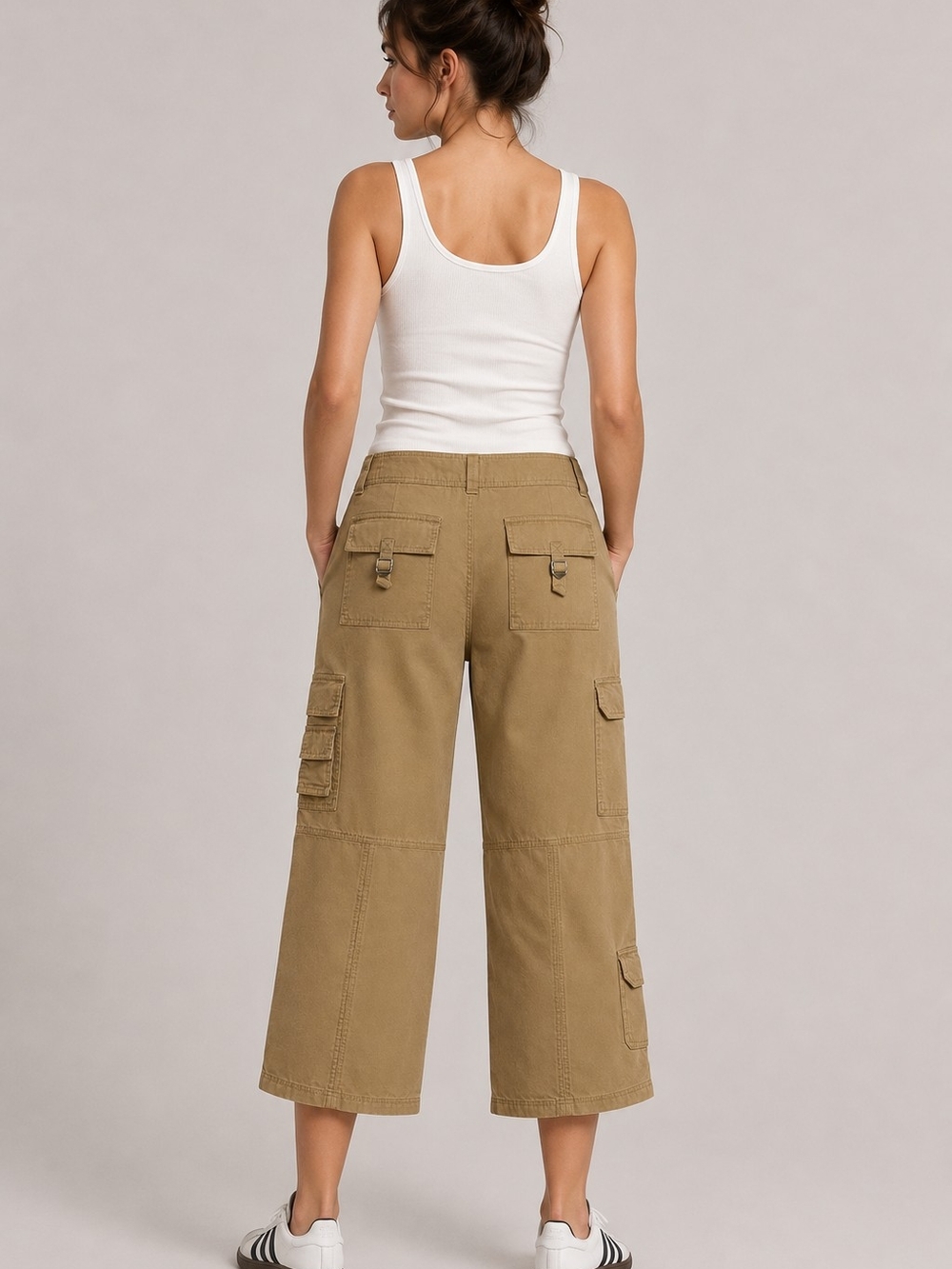 Steve Barry Cargo Beige Cotton Capri Pants Sz 10 - EUC - Picture 2 of 7